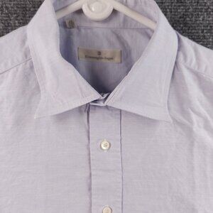 Ermenegildo Zegna 16.5 Lightweight Blue Pocket Long Sleeve Shirt Men Button Up